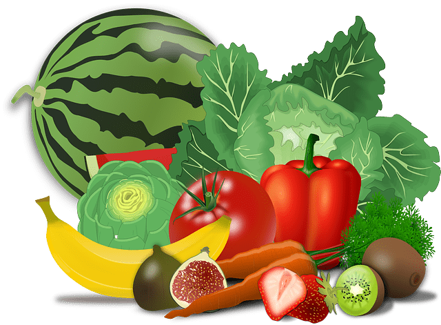 Fruits and veggies in list