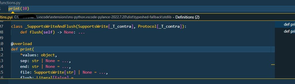 print function code