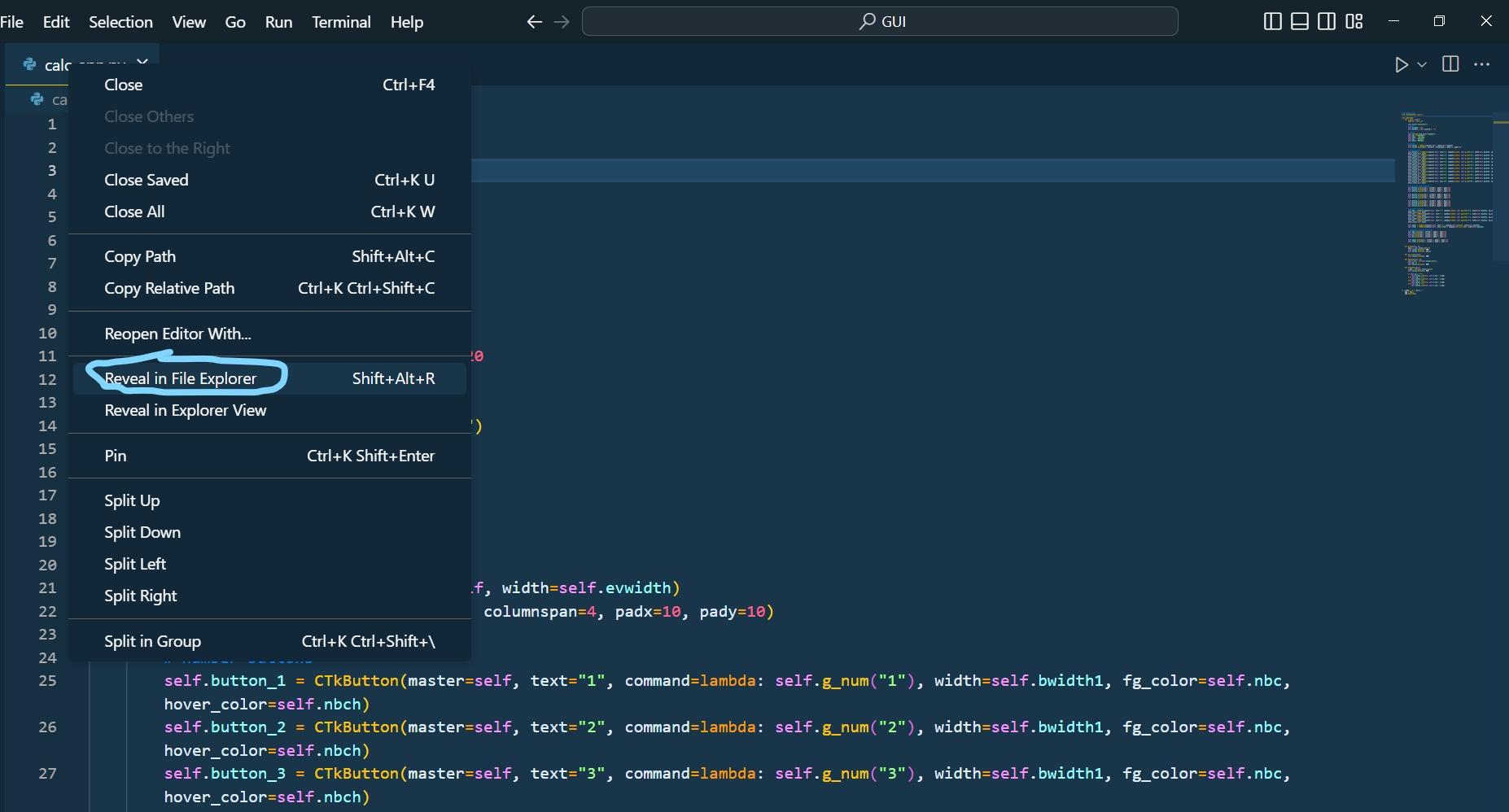 Opening file in explorer. using VS code