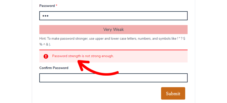 password strength is not strong enough example usage of regular expression