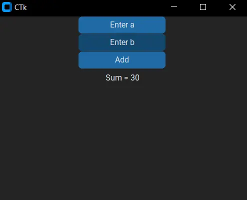 CustomTkinter add 2 nums