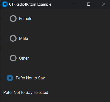 Gender Selector Program CTkRadioButton
