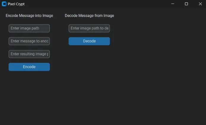 Pixel Crypt Encoding Secrets Within Images using Python CustomTkinter
